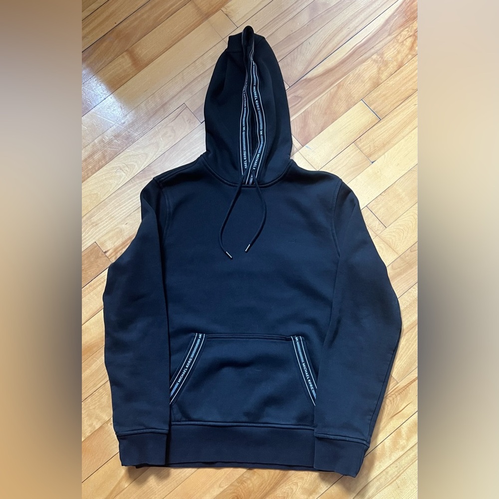 Michael Kors Black Logo-Tape Hooded Sweatshirt